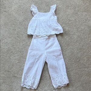 Mayoral White Eyelet Trim Top and Pant Set Sz. 3T